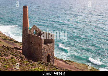 Towanroath Pumpen Motor Haus, Wheal Coates Zinnmine, Cornwall, England, Großbritannien Stockfoto