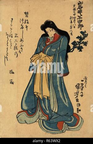 Memorial Porträt der Schauspieler Iwai Hanshiro. Datum: 1836. Abmessungen: 38 cm x 26 cm. Museum: Van Gogh Museum, Amsterdam. Autor: KUNIYOSHI, UTAGAWA. Stockfoto