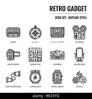 Retro Gadget, Pixel Perfect Symbol auf weißem Hintergrund Stock Vektor