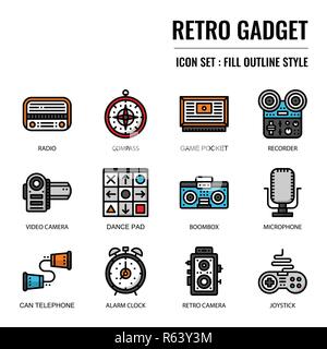 Retro Gadget, Pixel Perfect Symbol auf weißem Hintergrund Stock Vektor