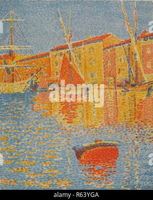 Die Boje (Saint-Tropez, den Hafen) (La Bouée (Saint-Tropez, le port)). Abmessungen: 44,5 cm x 35 cm, 40,3 cm x 32,5 cm. Museum: Van Gogh Museum, Amsterdam. Autor: Signac, Paul. Stockfoto