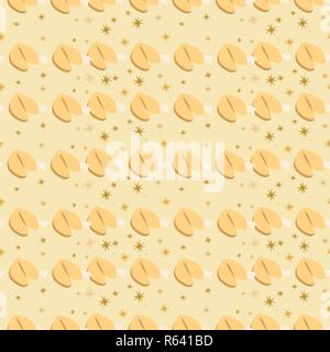 Nahtlose Muster mit Fortune Cookies auf dem beigen Hintergrund Stock Vektor