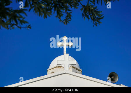 Äußere des Agios Georgios (St. George) Kirche an der Spitze des Berg Lycavittos in Athen, Griechenland Stockfoto