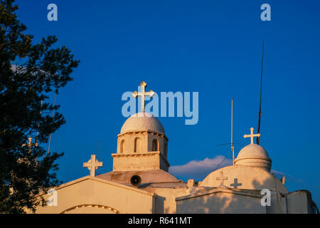 Äußere des Agios Georgios (St. George) Kirche an der Spitze des Berg Lycavittos in Athen, Griechenland Stockfoto