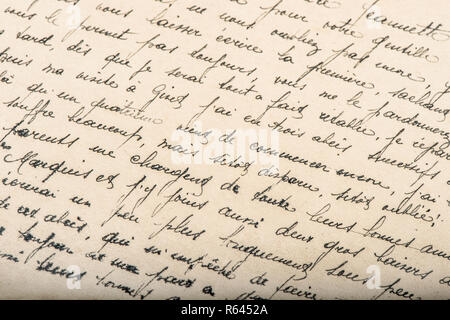 Alten handschriftlichen Text nicht lesbar. Altpapier Textur Hintergrund Stockfoto