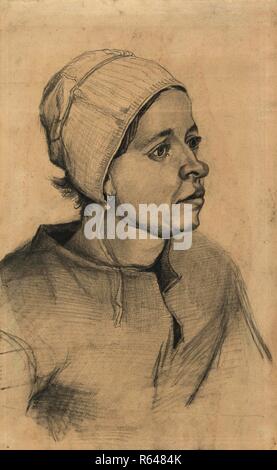 Kopf einer Frau. Datum: Dezember 1884 - Mai 1885, Nuenen. Abmessungen: 33,6 cm x 20,9 cm. Museum: Van Gogh Museum, Amsterdam. Stockfoto