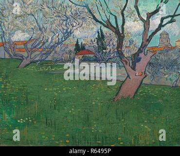 Obstgärten in der Blüte, Blick auf Arles. Datum: April 1889, Arles. Abmessungen: 53,5 cm x 65,5 cm, 69,2 cm x 81,2 cm. Museum: Van Gogh Museum, Amsterdam. Autor: Van Gogh, Vincent. VINCENT VAN GOGH. Stockfoto