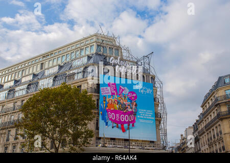 PARIS, Frankreich, 6. September 2018 - Galeries Lafayette Fassade in Paris, Frankreich Stockfoto