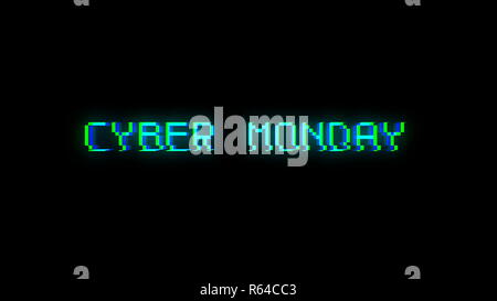 Text mit schlechtem Signal folgen. Glitch Wirkung Stockfoto