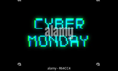 Text mit schlechtem Signal folgen. Glitch Wirkung Stockfoto