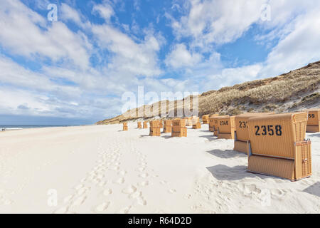 Strand mit Liegen in Kampen, Sylt Stockfoto