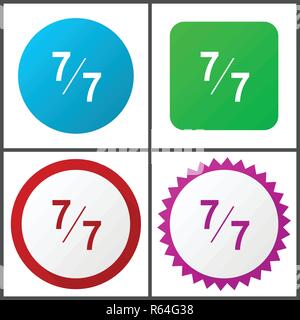 7 pro 7 Rot, Blau, Grün und Rosa vektor Icon Set. Web Icons. Flaches Design Zeichen und Symbole einfach zu bearbeiten Stock Vektor