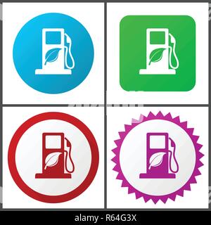Biokraftstoff Rot, Blau, Grün und Rosa vektor Icon Set. Web Icons. Flaches Design Zeichen und Symbole einfach zu bearbeiten Stock Vektor