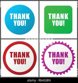 Vielen Dank, Rot, Blau, Grün und Rosa vektor Icon Set. Web Icons. Flaches Design Zeichen und Symbole einfach zu bearbeiten Stock Vektor