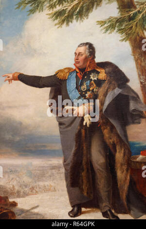 Abschnitt des 1829 Portrait von Mikhail Kutuzov von George Dawe im Hermitage State Museum, Winter Palast, St. Petersburg, Russland. Stockfoto