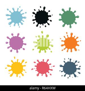 Vektor einrichten von farbigen Flecken auf dem weißen Hintergrund. Blot Konzept. Stock Vektor