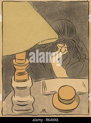 Frau liest Lampenlicht (La liseuse sous la Lampe), Titelblatt der Zeitschrift La Revue Blanche (August 1894). Abmessungen: 20,6 cm x 15,9 cm, 19,5 cm x 14,8 cm. Museum: Van Gogh Museum, Amsterdam. Autor: RIPPL - RONAI, JOZSEF. Stockfoto