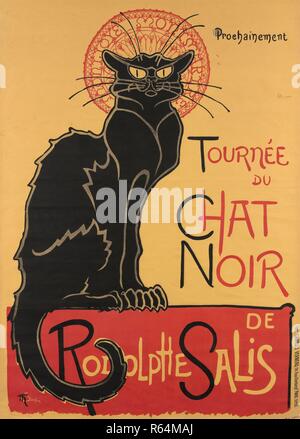 Plakat für die Tour von Le Chat Noir. Abmessungen: 140 cm x 100 cm, 136 cm x 96 cm, 146,5 cm x 108 cm. Museum: Van Gogh Museum, Amsterdam. Autor: STEINLEN, TEOPHILE. - THEOPHILE ALEXANDRE STEINLEN. Stockfoto