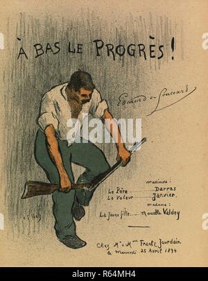 Theater Programm für eine Bas le progrès von Edmond de Goncourt (Herr und Frau Frantz Jourdain, 25. April 1894 durchgeführt). Abmessungen: 32,5 cm x 24,9 cm, 31,5 cm x 23 cm. Museum: Van Gogh Museum, Amsterdam. Autor: IBELS, HENRI GABRIEL. Henri-Gabriel Ibels. Stockfoto