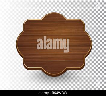 Holz isoliert Retro Vintage frame Vorlage auf transparentem Hintergrund. Banner, Zeichen, Schild. Vector Illustration EPS 10. Stock Vektor