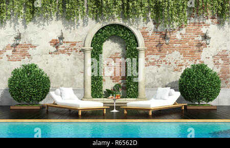 Klassische Garten mit Pool Stockfoto