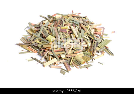 Getrocknetes Zitronengras Cymbopogon, besser bekannt ist. Auf weissem Hintergrund. Stockfoto