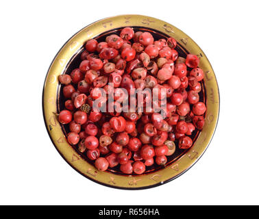 Saatgut von Schinus terebinthifolia oder Brasilianischen peppertree, aroeira oder rosa Pfeffer, breitblättrigen Pepper Tree, wilelaiki oder wililaiki, Christmasberry und F Stockfoto