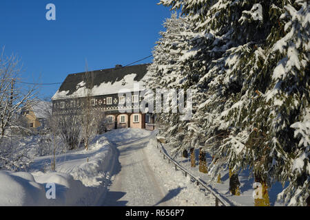 Weifa in der Oberlausitz im Winter Stockfoto