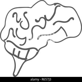 Kinder s Zeichnung des menschlichen Gehirns. Doodle, Symbol Stock Vektor