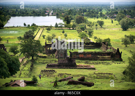 Obere Ebenen der Wat Phu Champasak Laos Stockfoto