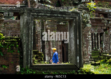 Touristische im Palast Wat Phu Champasak Laos Stockfoto