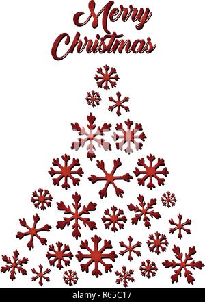 Weihnachten Grußkarten mit Weihnachtsbaum. Schneeflocken. Vector Illustration der abstrakten Weihnachtsbaum auf weißem Hintergrund und Aufschrift frohe Weihnachten. Stock Vektor
