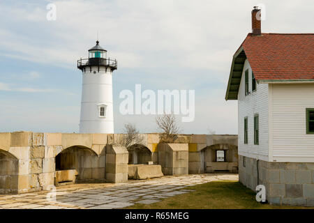 Briten Fort William und Mary am Neuen Schloss Insel Eingang Piscataqua Fluss und Portsmouth Harbour zu verteidigen. Als "Schloss" bezeichnet die Stockfoto