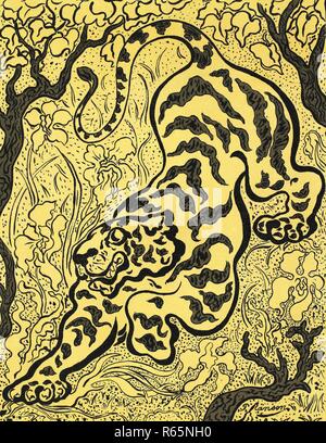 Tiger im Dschungel (Tigre dans les Dschungel). Abmessungen: 58,6 cm x 41,5 cm, 37 cm x 28,6 cm. Museum: Van Gogh Museum, Amsterdam. Autor: Ranson, Paul Elie. Paul Ranson. Stockfoto