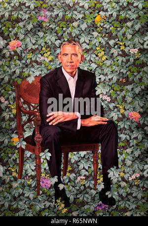Barack Obama offizielles Portrait von Kehindre Wiley Stockfoto