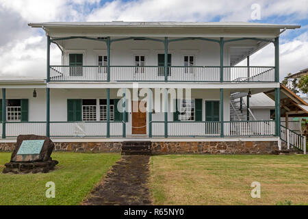 Hilo, Hawaii - Die Lyman Familie Mission House, Teil der Lyman Museum. Für die Missionare im Jahr 1839 erbaut, ist die älteste erhaltene Holz-fram Stockfoto