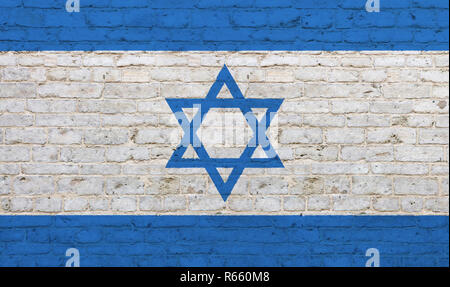 Alte vintage Flagge Israel auf Wand Stockfoto