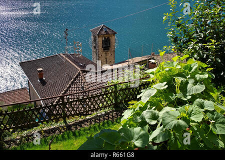 Gandria kleines Fischerdorf am Luganer See, Schweiz - Gandria kleines Dorf am Luganer See, Schweiz Stockfoto