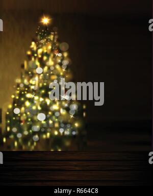 Der Vektor der Weihnachtsbaum leuchtet auf schwarzem Hintergrund Stock Vektor