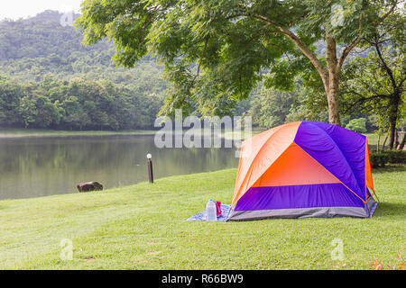 Kuppelzelte camping im Wald Stockfoto