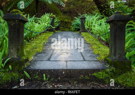 Kleine Brücke im Terra Nostra Garden Stockfoto