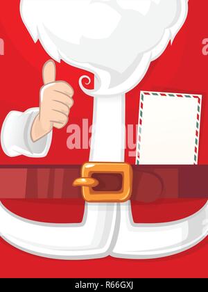 Santa Claus suit mit, die Buchstaben hinter Leder Gürtel - Weihnachten poster Vorlage - Cartoon Stil Stock Vektor