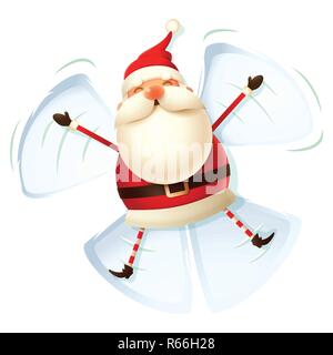Santa Claus machen Engel im Schnee - Weißer Hintergrund Stock Vektor