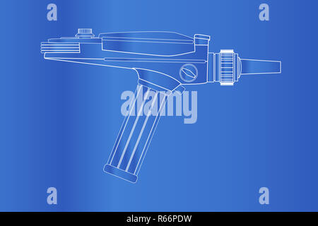 Ray Gun Blueprint Stockfoto