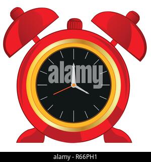 Vector Illustration Stunden mit roter Wecker Stock Vektor