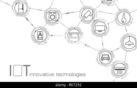 Internet der Dinge Symbol innovation Technologie Konzept. Smart City wireless communication network IOT IKT. Home intelligentes System Automation Industrie 4.0 Moderne AI Computer online Vector Illustration Stock Vektor