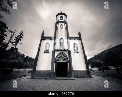 Kirche von Sete Cidades Stockfoto