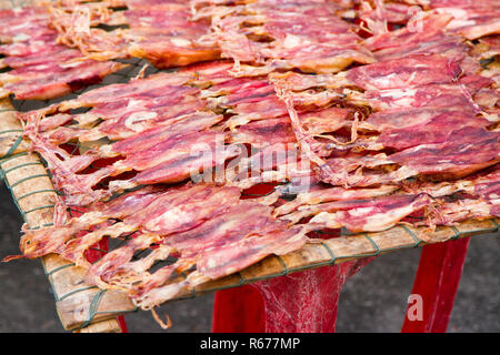 Getrocknete rote squid Sun auf dem Raster Stockfoto