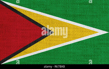 Banner von Guyana auf alten Bettwäsche Stockfoto