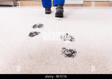 Ansicht des Schlammigen Stellfläche auf dem Teppich Stockfoto